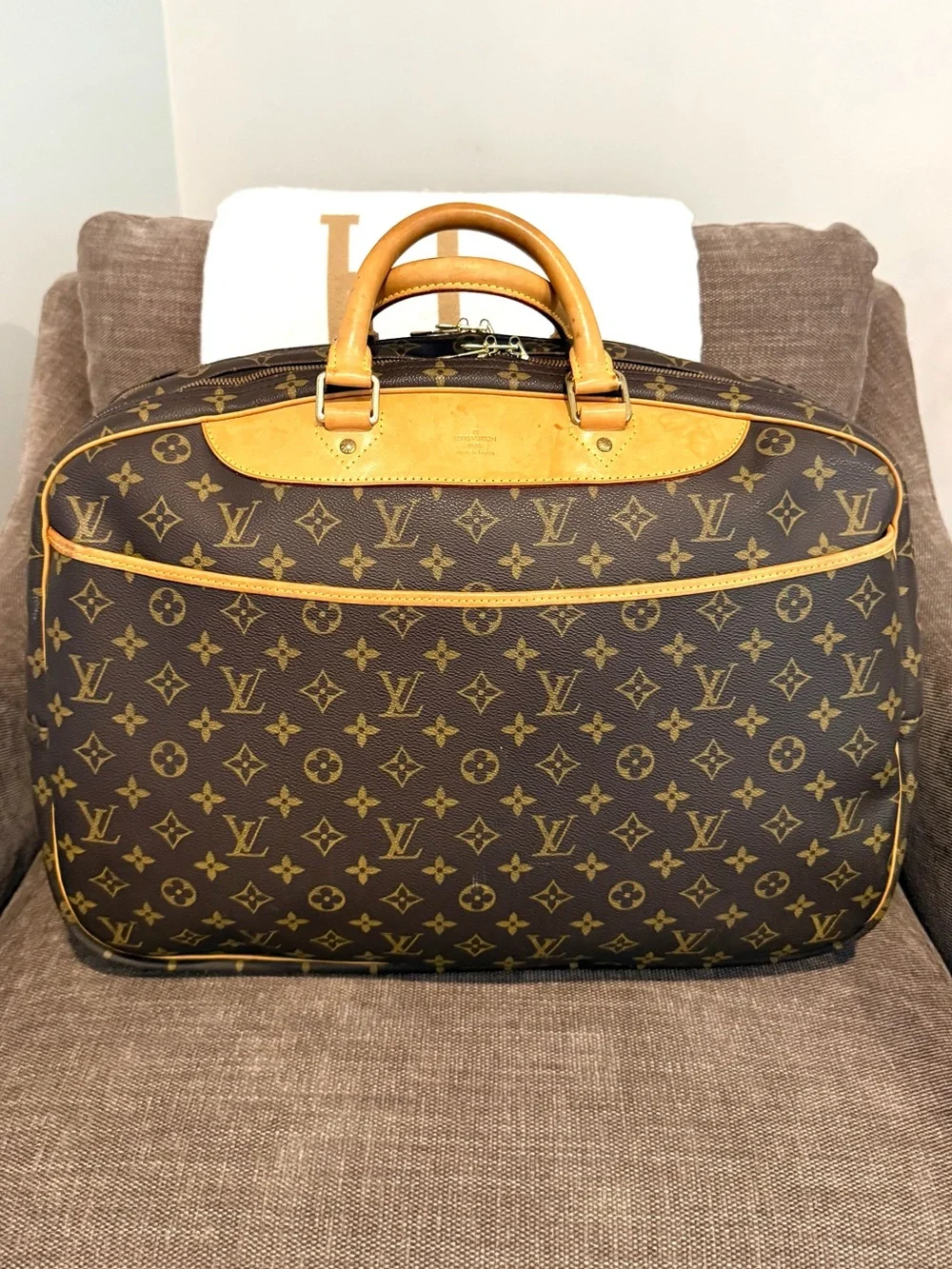 Authentic Louis Vuitton Alizé Poche travel bag M41393 brown monogram LV unisex